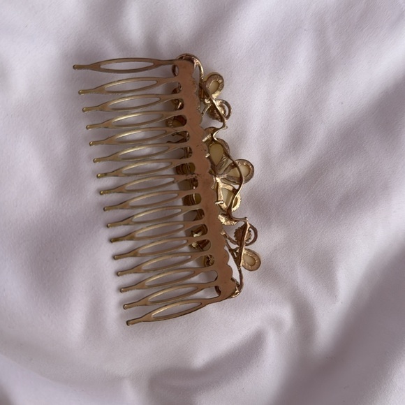 Vintage Gold French Hair Side Comb Clip With Teeth Flowers - Picture 7 of 8